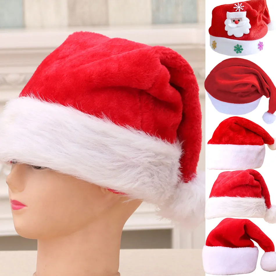 Children Caps Kids Santa Claus Christmas Clothes Accessories Baby Deer Fixed Hat with Bulb Adult Red White Party Hats