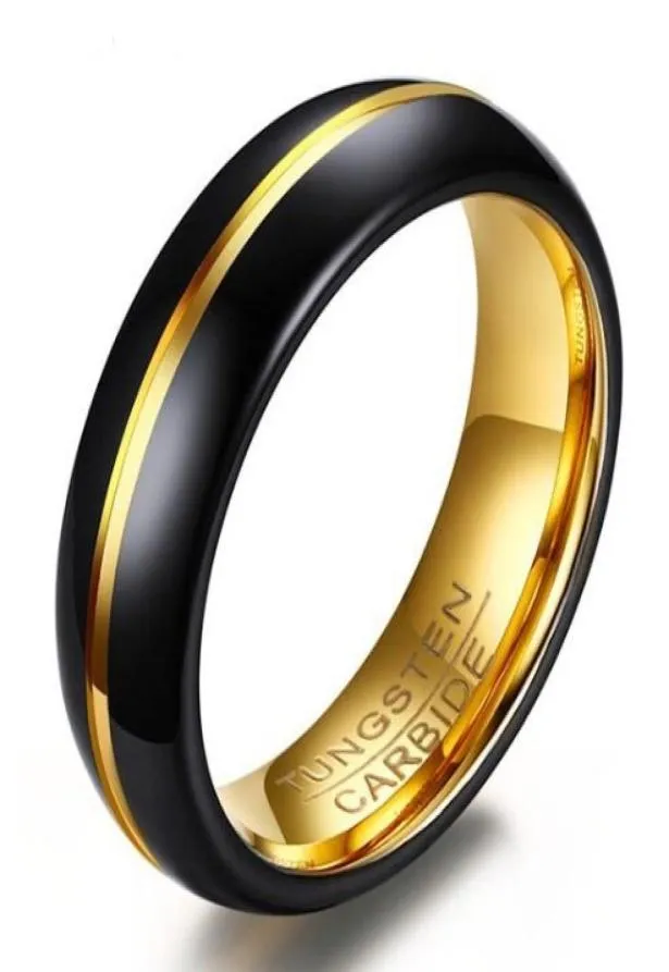 Wedding Ring 6mm Gold and Black Plated Mens Tungsten Carbide Weeding Band Ring for Man And Woman Size 612 6260777