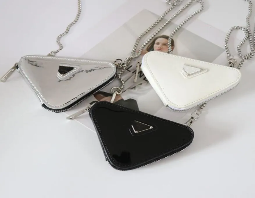 Mini Duffel Bags Triangle Chain Bag Silver Mirror One Shoulder Oblique Crossbag Ladies6097692