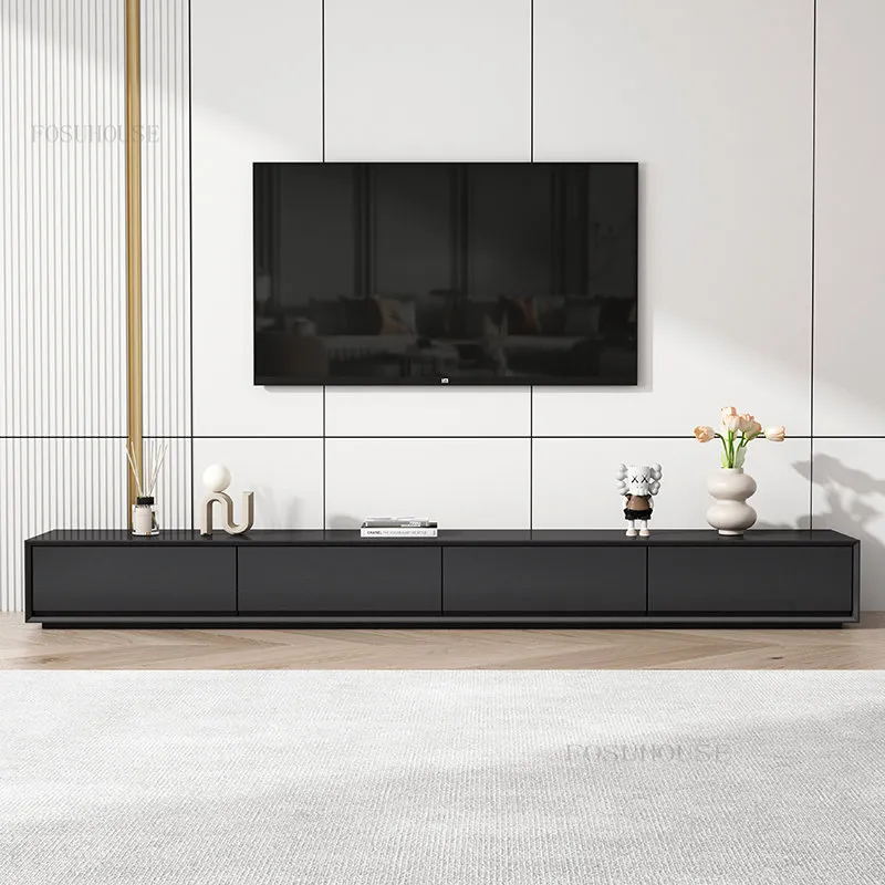 Modern Minimalist Ahşap TV Dolapları Oturma Odası Mobilya Nordic Işık Lüks Küçük Daire Kat Tv Standları Siyah TV Dolap