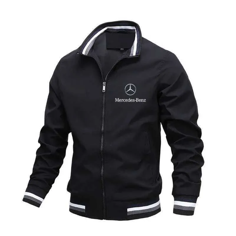 Mens Black Racing Jacket with Mercedes-Benz Print - Custom Design