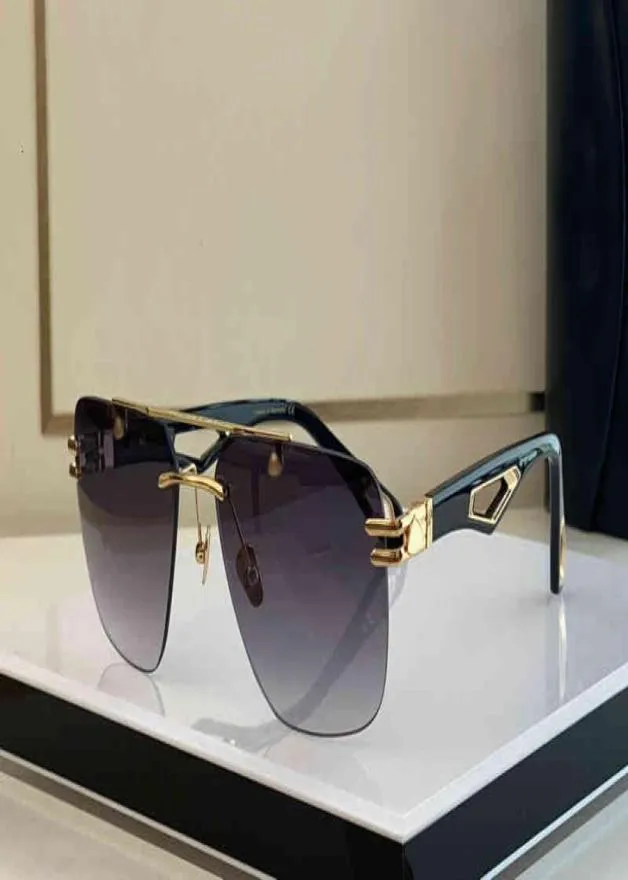 Solglasögon för män kvinnor sommar Presidenten stil antiultraviolet retro platta fyrkantiga ramlösa glas slumpmässiga box9635111