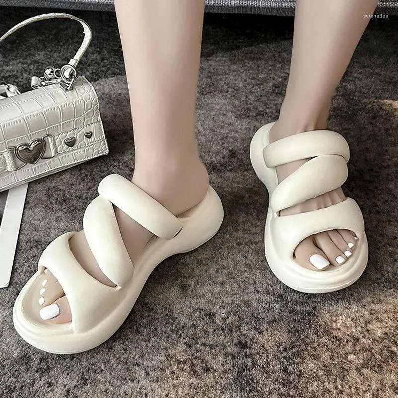 Slippels Mid Heel Dames platform gezellige schoenen Casual Dress Glaides 2024 Wandel zomerontwerper Beach Flip Flops Mujer Mujer
