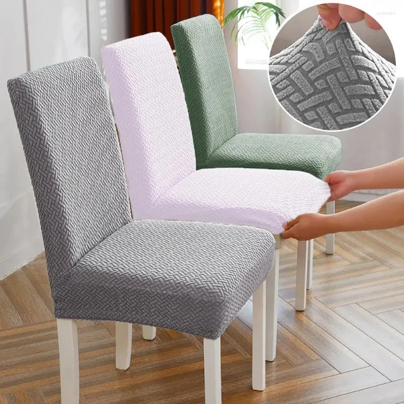 Sandalye kapakları jakard düz renk kapağı streç spandeks koltuk yemek odası ofis düğün ziyafet slipcover 1pcs