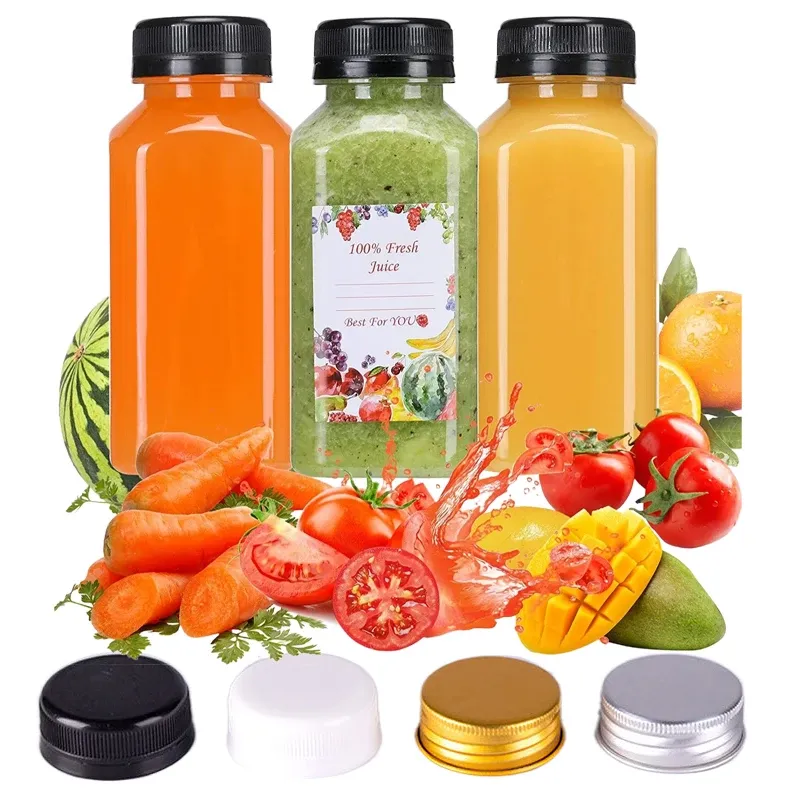 Clear Plastic Juice Bottles 5-Pack 60ml-500ml - Reusable Water Bottle ...