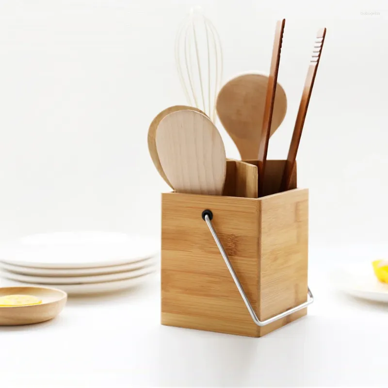 Кухня для хранения кухонная посуда деревянная квадратная бамбуковая столовая столовая стойка ресторана столешница для палочки для еды.