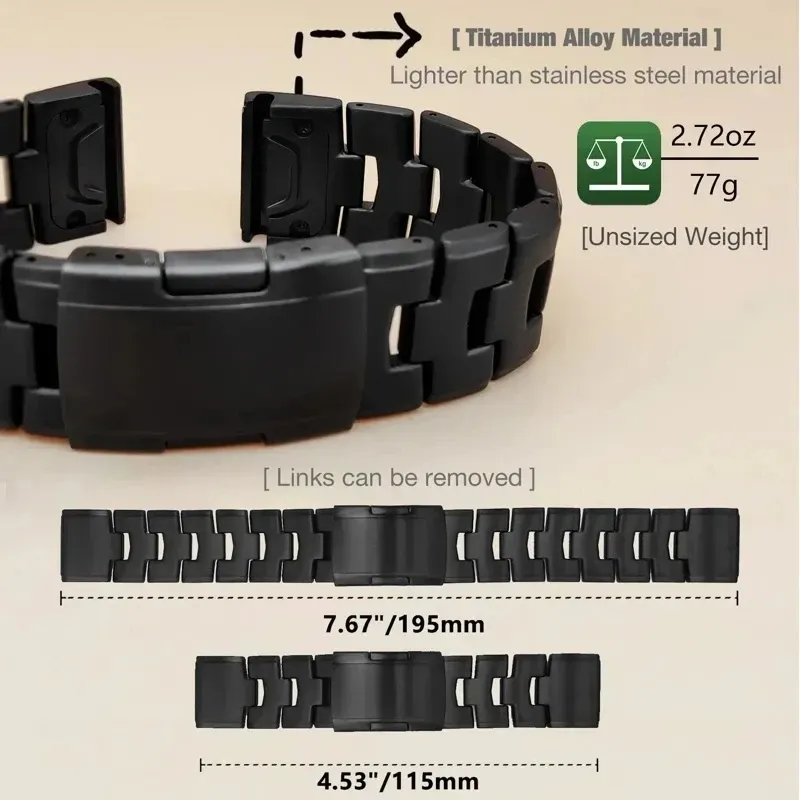 22 mm 26 mm STRAPE D'ALLIAGE DE TITANIUM 22 mm pour Garmin Fenix7 7x 6x 6pro 5 Plus bracelet Marq Captain Gen 2 Epix Gen2 Bracelet