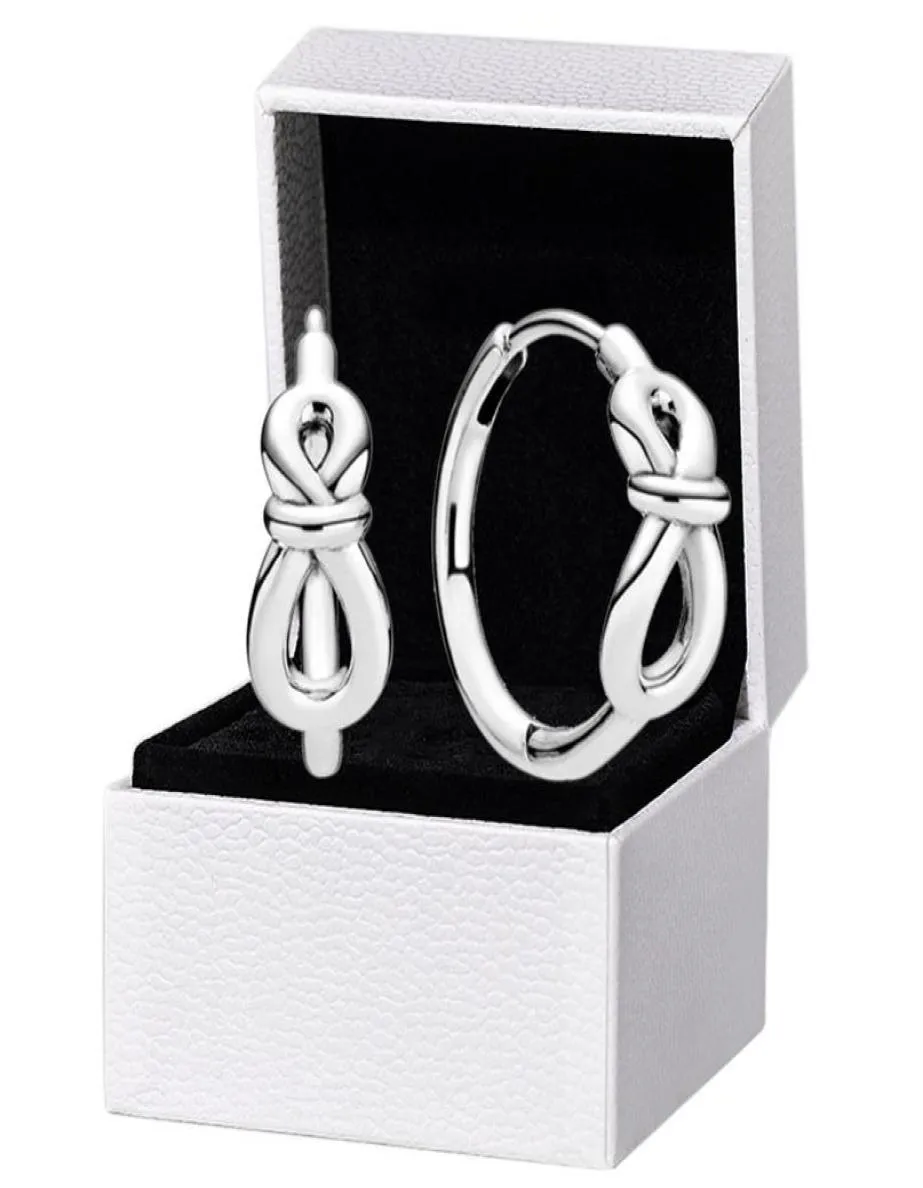 925 Sterling Silver Infinity Knot Hoop Earrings Original box for Women Girls Earring1838606