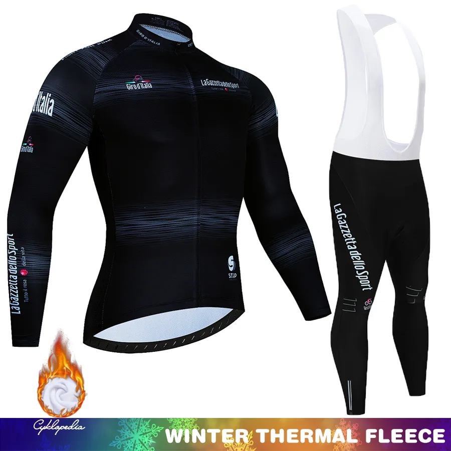 Tour durch italienische Winterthermie Fleece Radsporttrikot Set Rennrad Fahrrad Fahrrad Anzüge Mountian Bicycle Cycling Cloding Ropa Ciclismo