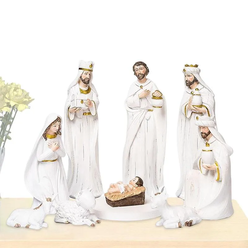 Påskfödelse KRIB NATIVITY SCENE Figurer Katolska Christian Home Decor Ortodox Manger Church -redskap Jesus Ramadan Decor 2023