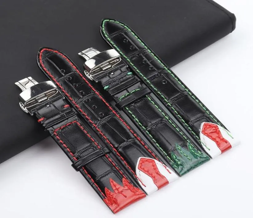 22mm stil italiensk cowhide svart btterfly lås klockband för Konstantin chaykin män armband läderband2300965