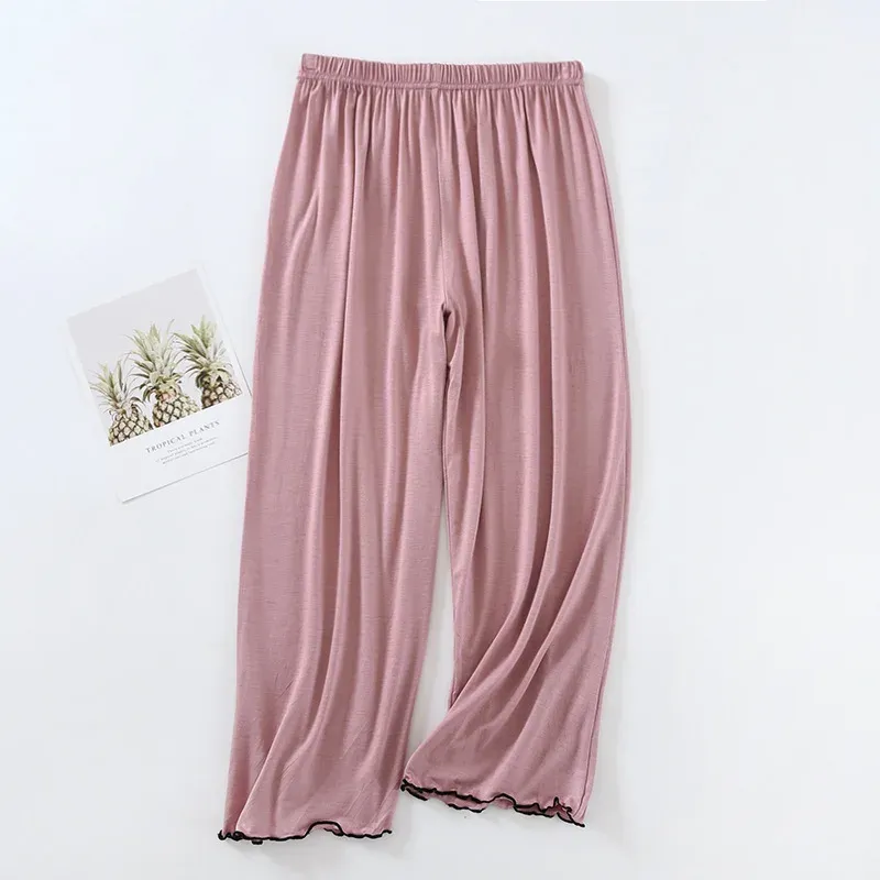 Modal Comfortable Sleep Pants For Womans Spring Summer Pajamas Capri Pant Loose Nightwear 3/4 Length Home Trousers Women