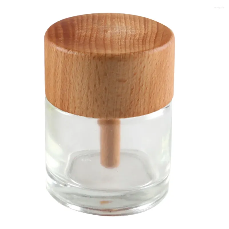 Förvaringsflaskor flaska trä täcker sovrum tom diffusor vass eterisk olja cylindrisk glas rund behållare