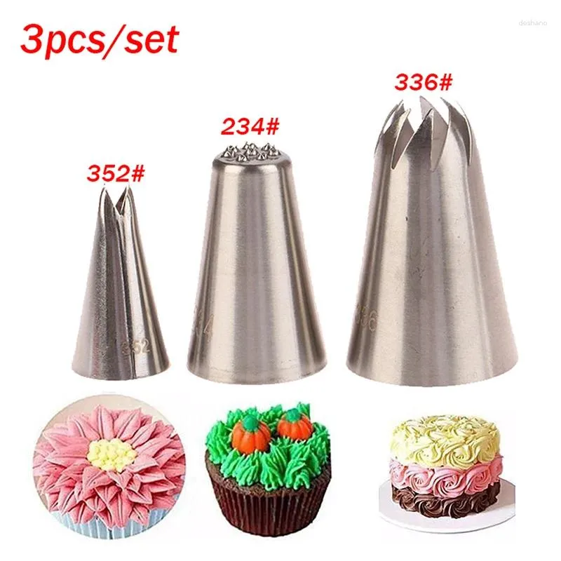 Ferramentas de cozimento 3pcs/bocais de tubulação de conjunto de tamanho grande decoração de decoração dicas de gelo de rosa de bolo fondant Decoração de cupcakes de ferramentas