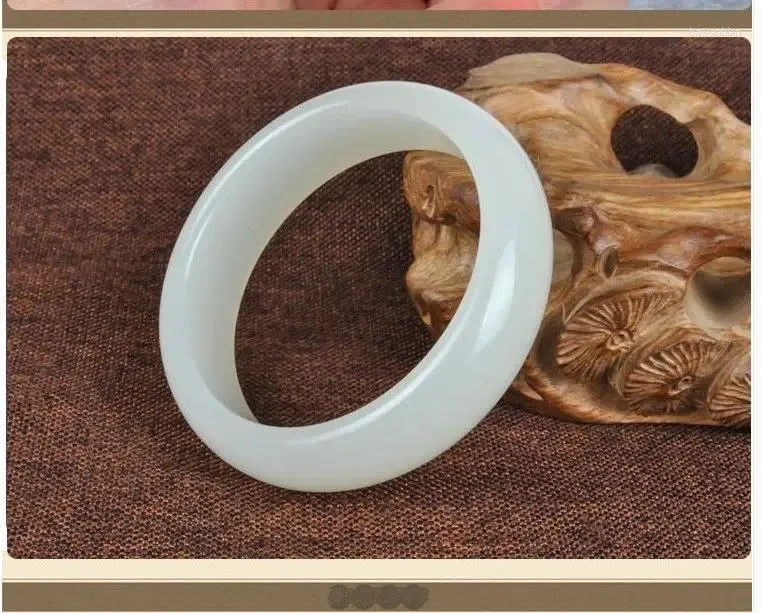 Decorative Figurines Nature Beautiful White Jade Bracelet Jadite Bangle Lucky Cool