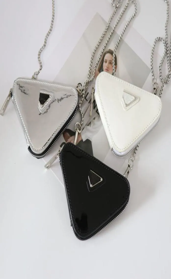 Mini Duffel Bags Triangle Chain Bag Silver Mirror One Shoulder Oblique Crossbag Ladies8715007