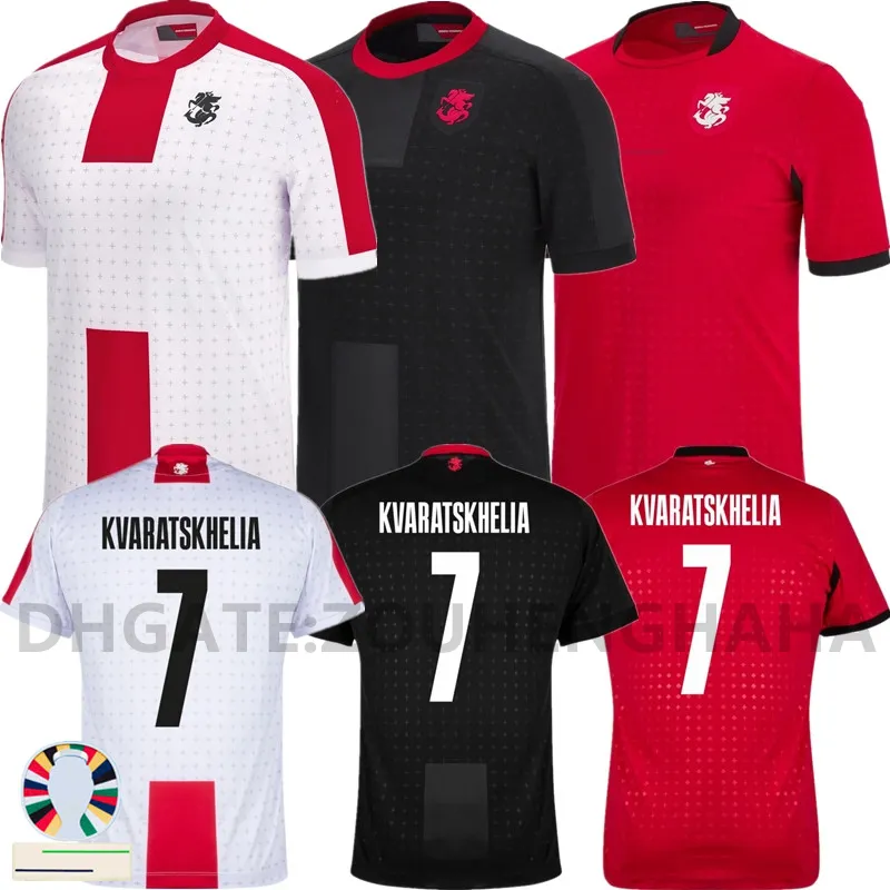 Georgia Soccer Jersey Kvaratskhelia 2024 Euro -Pokal Georgische Nationalmannschaft Home Away Georgien Football Shirts Kit Chakvetadze Kvilitaia Zivzivadze