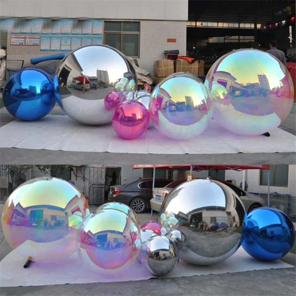 Veelkleurige opblaasbare spiegelbal grote evenement decoratie ballon pvc discoballen shinny bol staren bol spiegel bal 240403