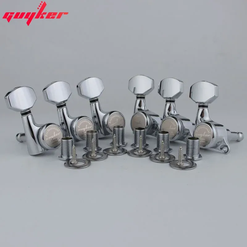 Cables Guyker Chrome Guitar Locking Tuners Electric Guitar Hine Heads Tuners Metal Lock Sier Guitar Tuning Pegs