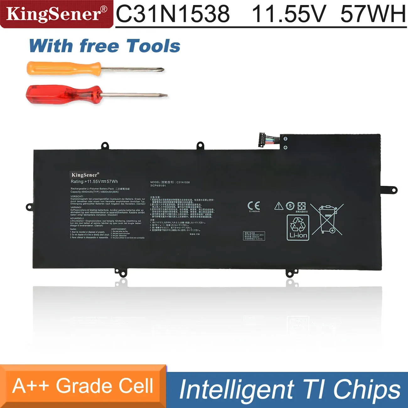 Batterien Kingsener C31N1538 Laptop -Akku für ASUS Zenbook Q324UA UX360UA UX360UAC4010T UX360UAK Serie C31PQ9H 0B20002080000 57WH