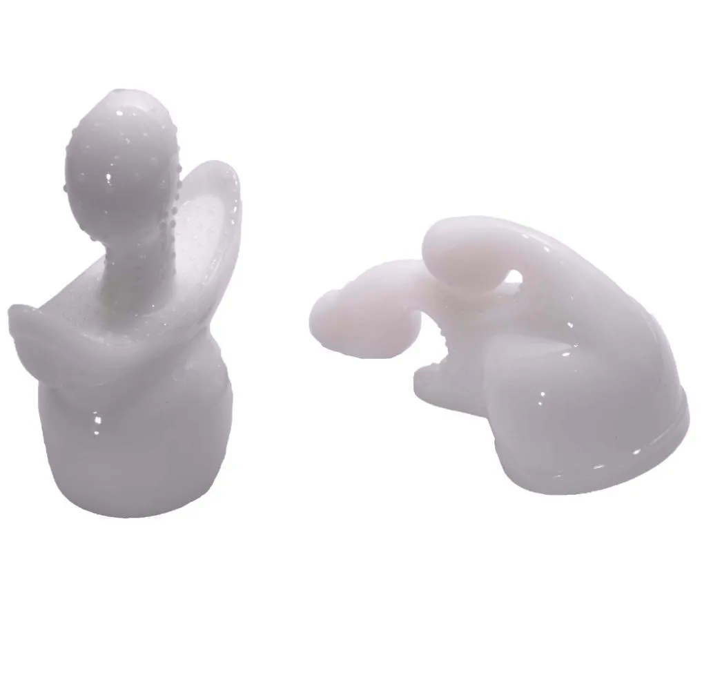 2pcsset white silicone massager berretto magico bacchetta attaccamento avva massager av rob vibratore accessori sesso giocattoli per donna Q03206492404