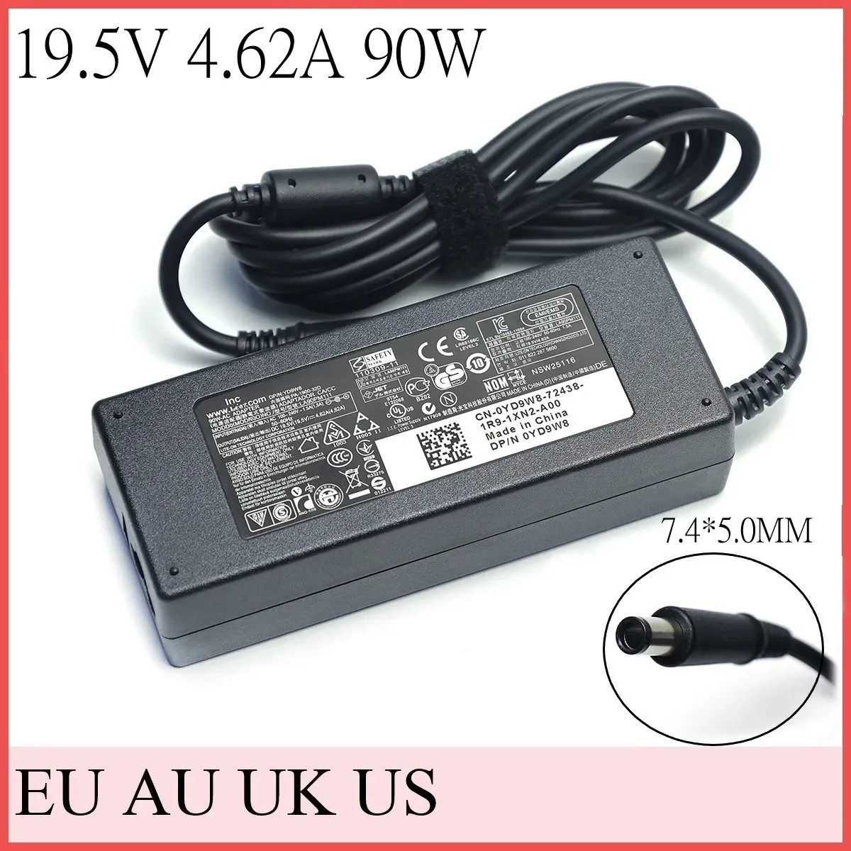 アダプター19.5V 4.62A 90W 7.4*5.0mm AC電源Dell E6320 E6330 E6400 E6410 E6420 E6430ラップトップ高速充電器アダプター