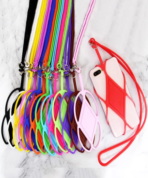 Silikonhalslåsband Fall täcker hållare Sling Universal Colorful Mobile Cover med strap4516423