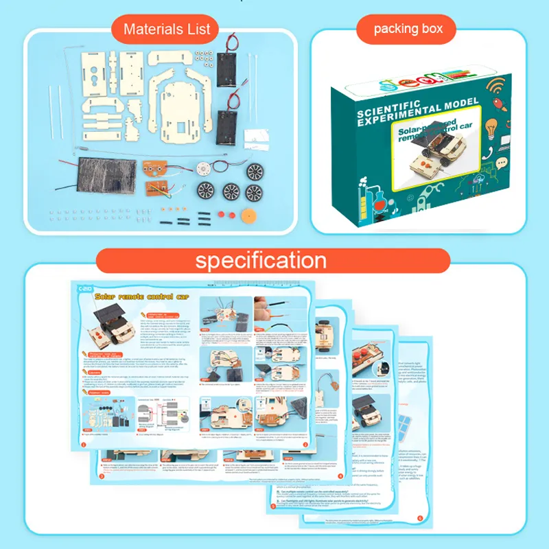 Assemblea fai -da -te Montessori Juguetes 2023 STEM Remote Control Car Kids Solar Educational Toys Wooden