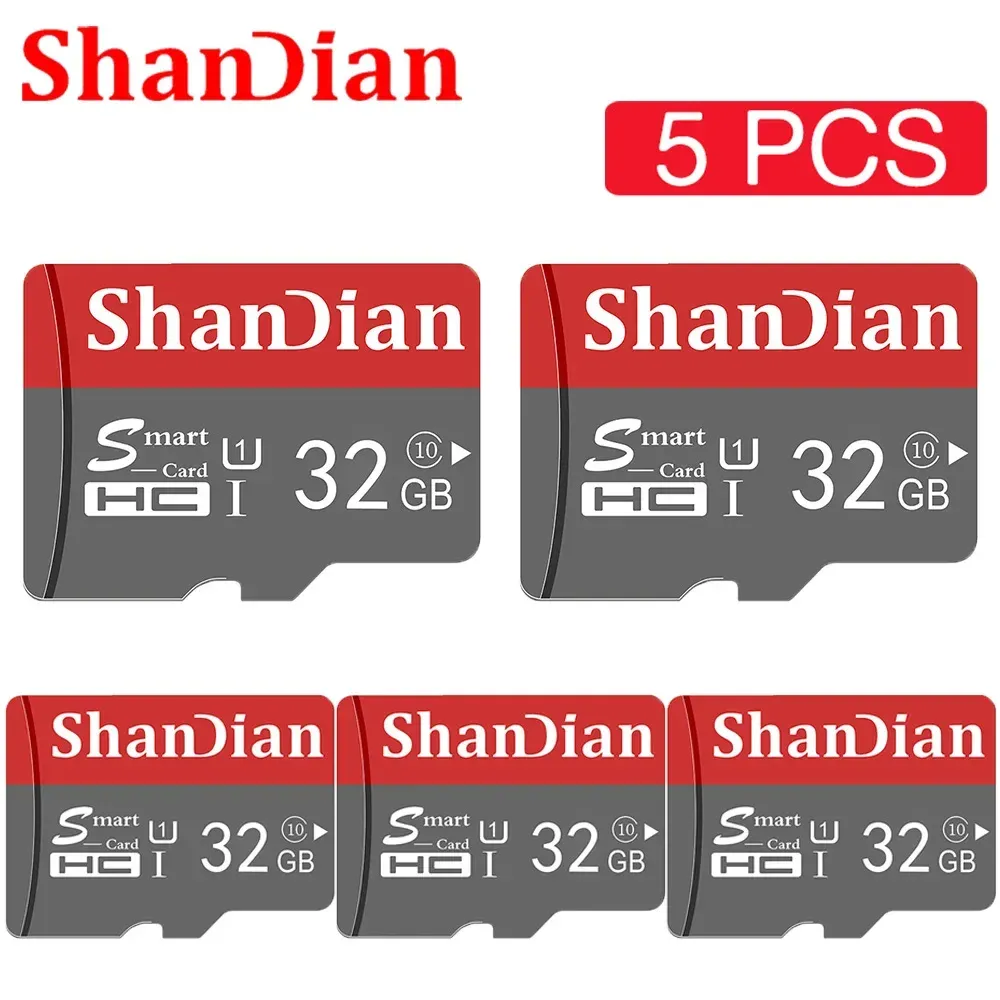 Cards shandian 5 pcs lote 100% cartão de memória original 128 GB 64GB 32GB 8GB A1 TF SD CLASS CLASSE 10 UHS1 CARTA FLASH DE MONITORIO