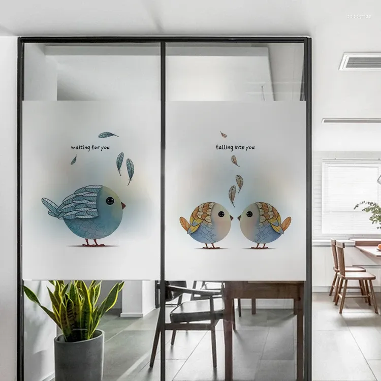 Autocollants de fenêtre oiseaux statiques films clindres décoratifs de porte en verre décalcomanies sans colle opaque pour le salon lisse