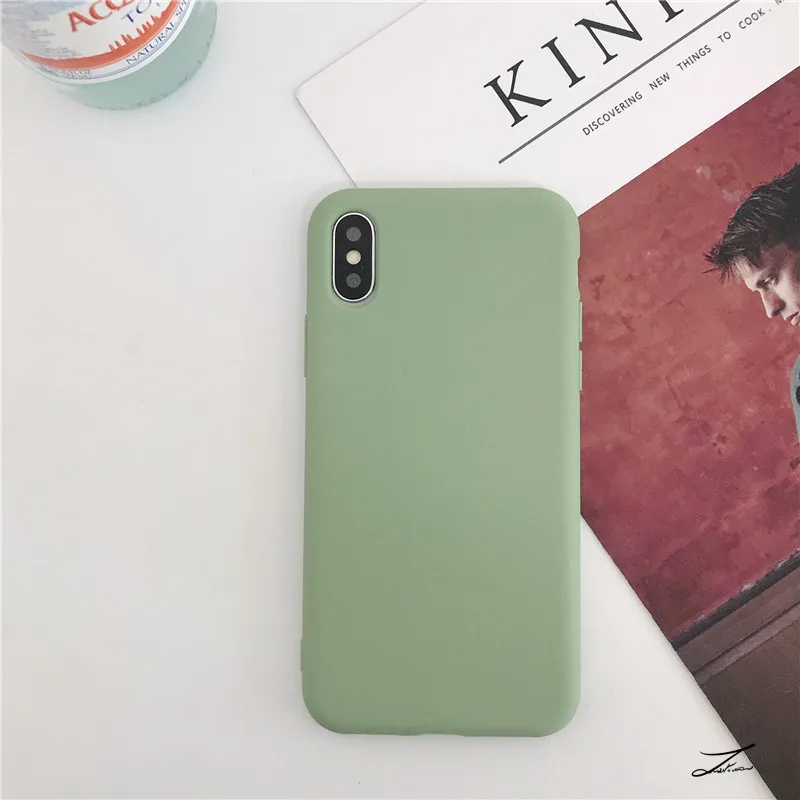 Green Matte Silicone Phone Case for iPhone 6 6S 7 8 SE X XR XS Max 11 ...