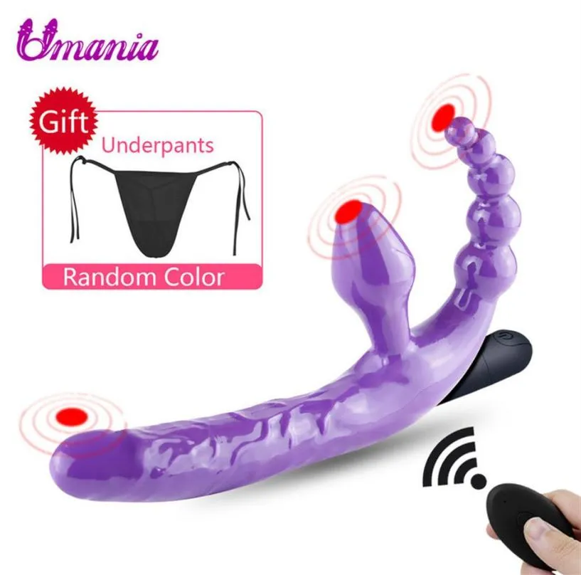 Afstandsbediening dildo vibrator strapless strapon dildo sex speelgoed voor lesbische anale kralen speelgoed voor volwassenen clitoris stimulator y20111824112869