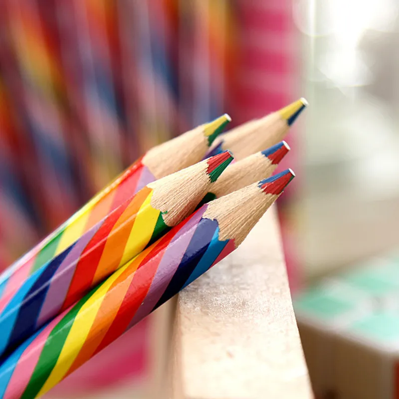 4pcs/set pastell 4 Farben Konzentrische Gradient Rainbow Bleistift Bleistift Buntstifte Bleistift Set Kids Stationery Kunstmalerei Zeichnen Geschenk Geschenk