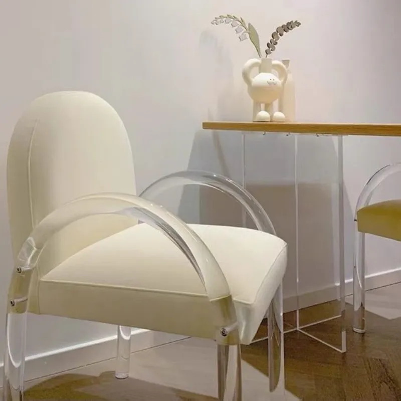 Italiensk nagelbutik akrylpall transparent ljus lyx kristall matstol hushåll kosmetisk stol fåfänga stolar sovrum