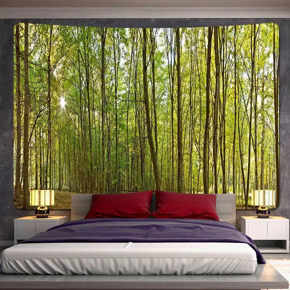 Arazzi Bellissima foresta naturale Paesaggio Abete Abete Decorazione murale Decorazione Soggio