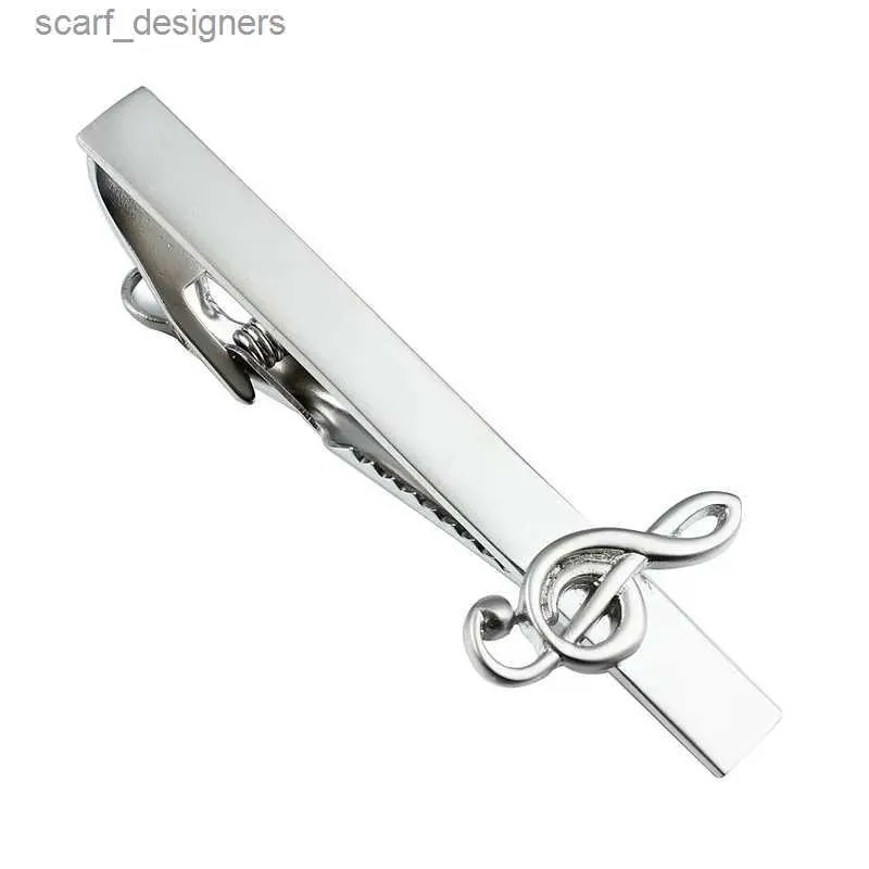 Tie Clips Hot Sale Music Clip con scatola Matte Tie Pin Clasp Musical Symbol Regalo Accessorio per Party Y240411