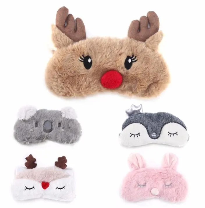 Kerst herten eye slaapmasker voor slapen blinddoek schattig dieren oogbedekking masker kerst herten winter cartoon dutje oogschaduw slaapi6137374