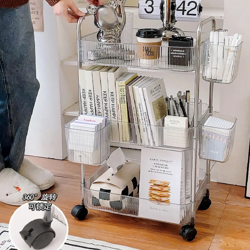 Cucina trasparente portatore di portata per carrello cosmetici cucina camera da bagno camera da letto snack multestate con ruote piccoli carrello