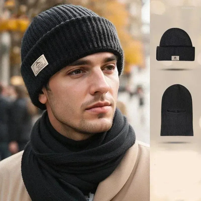 Beretten 2 in 1 maskeren beanies Winter Balaclava hoed draagt stijl dop gebreide hoofddeksel volledig gezicht schild tactisch fietsen earmuff