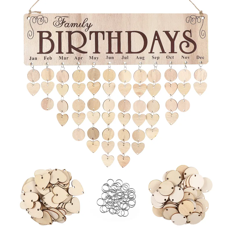Panneau De Rappel D'anniversaires En Bois DIY - Avec Corde, étiquettes, Décoration Murale Pour Dates Importantes
