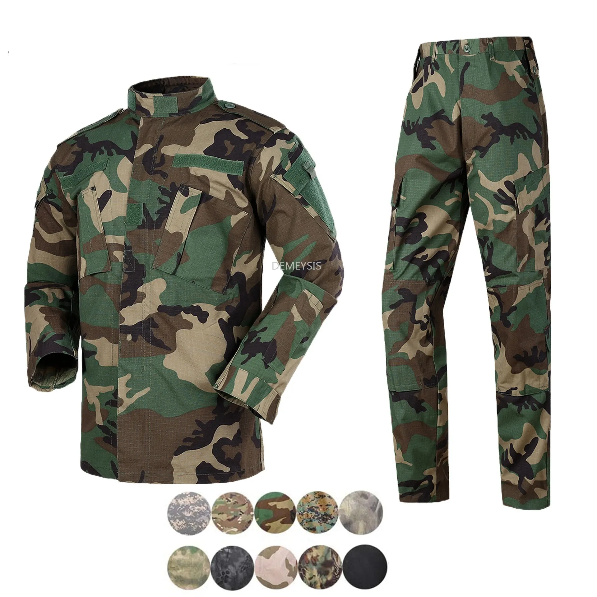 Byxor Woodland Camouflage Tactical Unoform Combat Airsoft Uniform Jacket + Pants Tactical Paintball Clothes