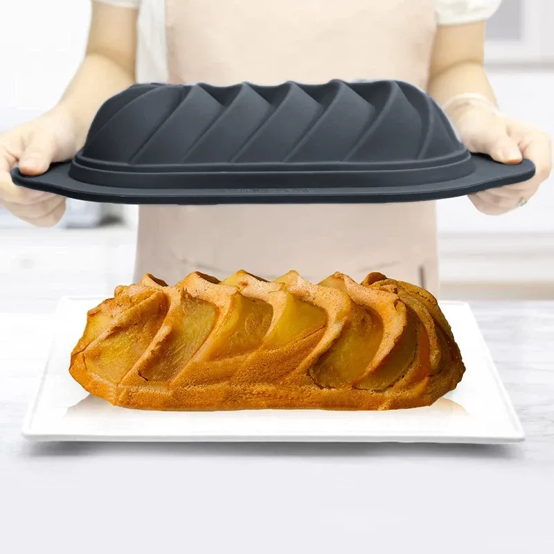 Meibum Swirl Design Loaf Pan Toast Bread Moulds Food Grade Silicone Bundt Cake Molds Pound Cake Baking Tools Kitchen Bakeware