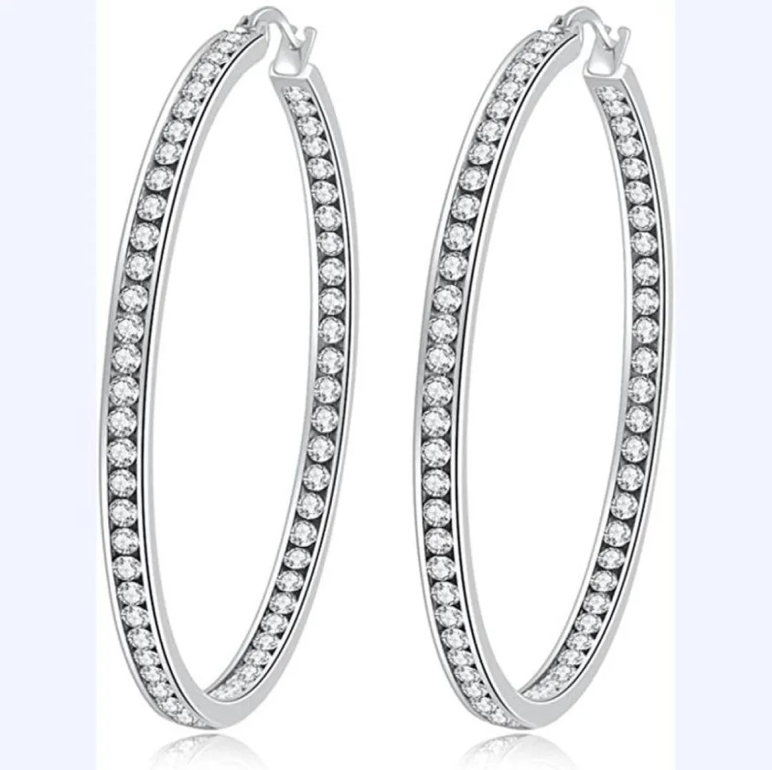 Hoop Huggie Crystal roestvrijstalen oorbel voor vrouwen hypoallergene sieraden gevoelige oren grote grote oorbellen hoepels sieradenhoop4442856