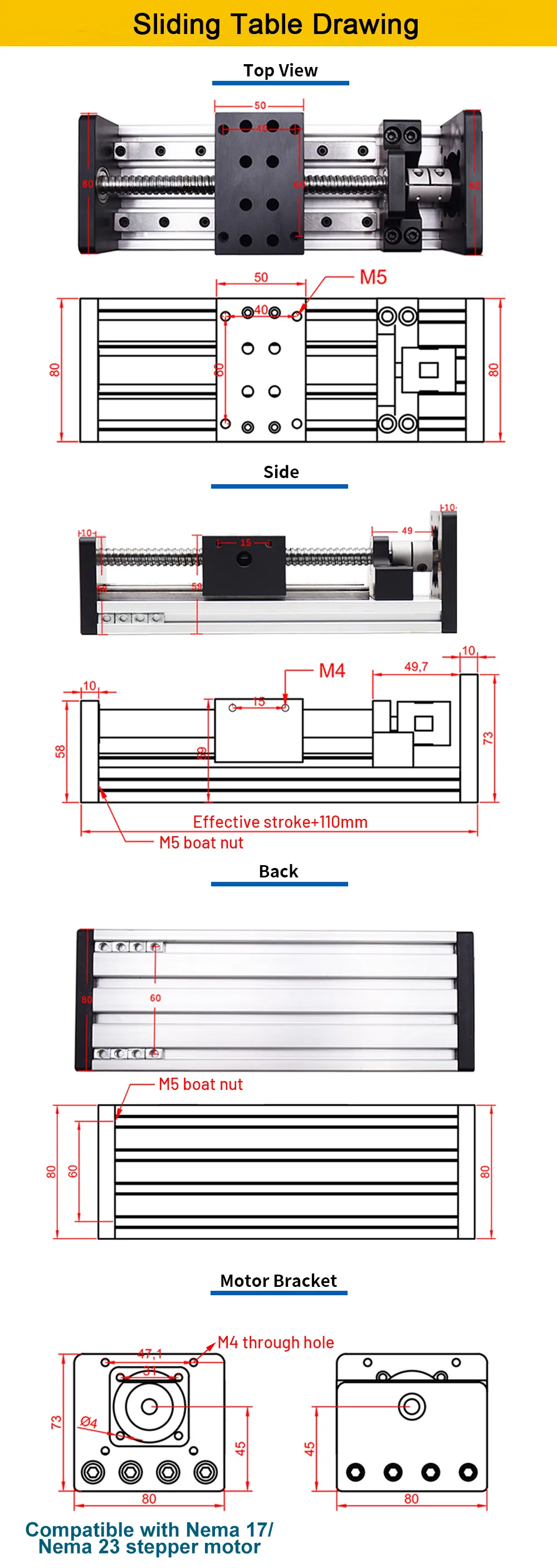 CNC Linear Guide Rail 3 Axis XYZ Stage Table Cantilever Sliding Table ...