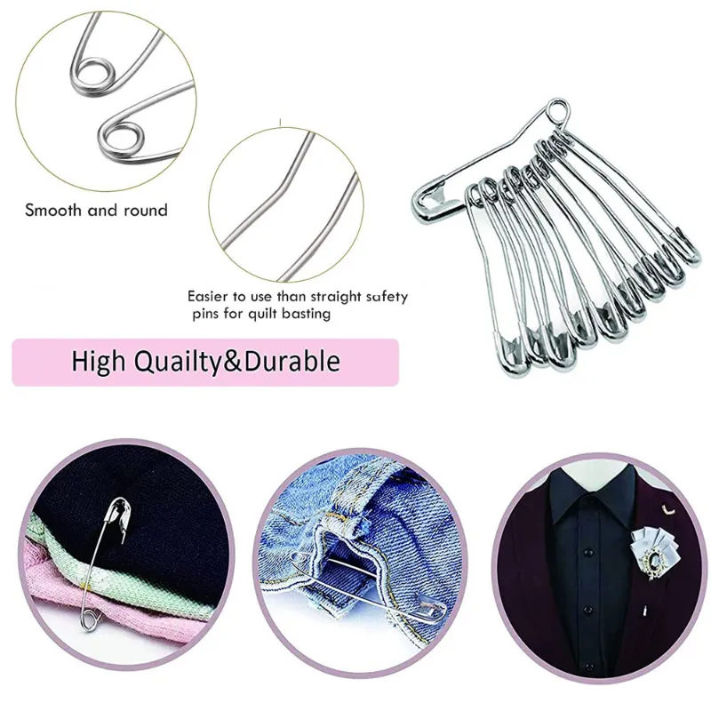 60//Box gebogene Sicherheitsstifte Silber 38 mm Nähstifte Quilt -Strickbiege Pin für DIY -Decken Handwerksbrosche Herstellung
