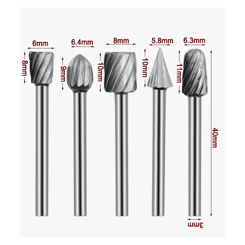 6/10pcs قاطع طحن الخشب طحن كربيد كربيد Tungsten الصلب HSS التوجيه بتات.