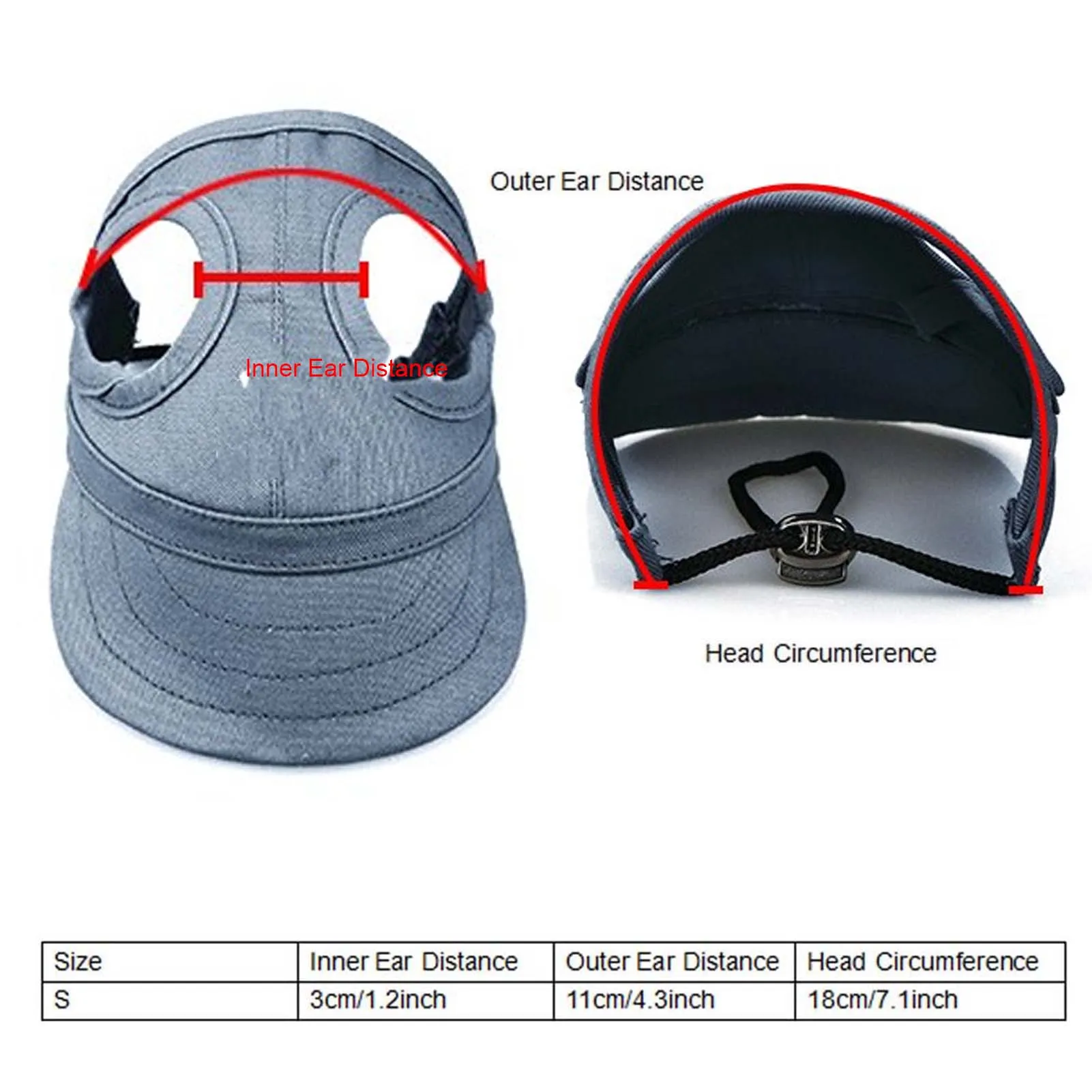 Pet Dog Hat Sunscreen Hat Baseball Cap Outdoor Sports Hatt med öronhål Justerbar husdjur för små och medelstora hundar