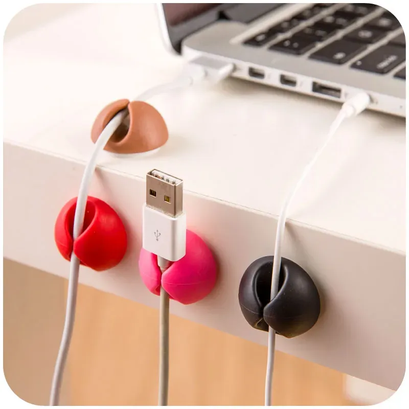 5st/Set USB Organizer Desk Set Wire Clip Winder Wrap Cord Cable Manager för mus USB -tangentbordslinjer Kontorstillbehör