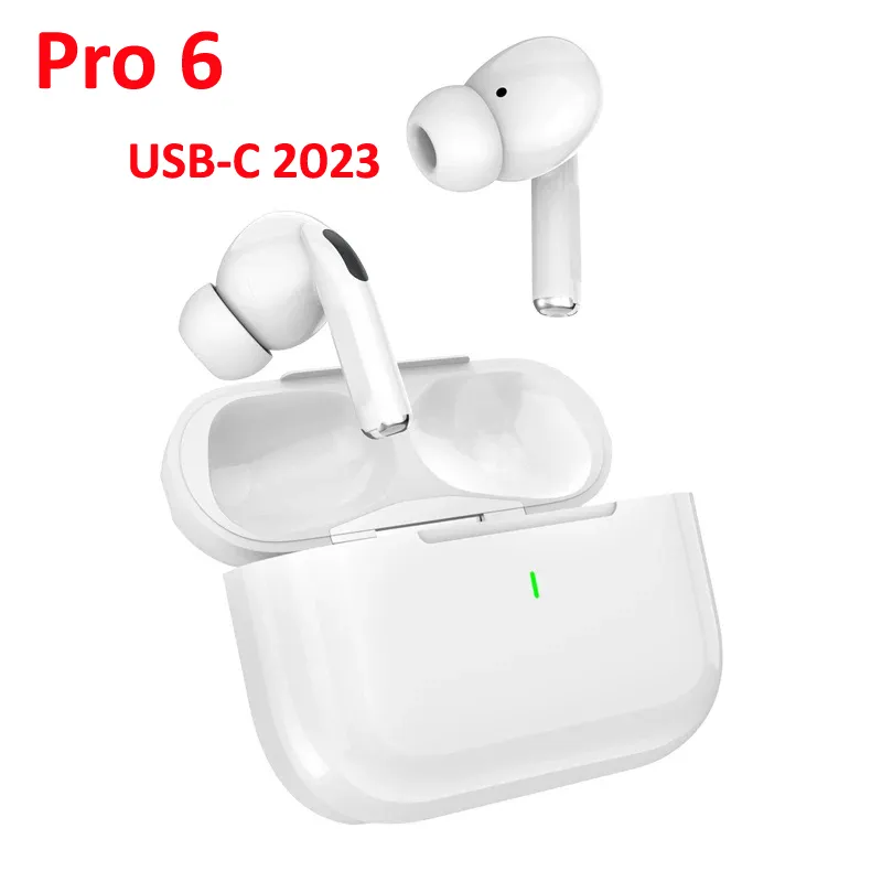 Pro6 USB-C TWS Wireless Earphone BT5.3 Bluetooth Earbuds Swipe Volume Control Headphones Sport Handsfree In-Ear Detection Headset With Magnetic Charging Box