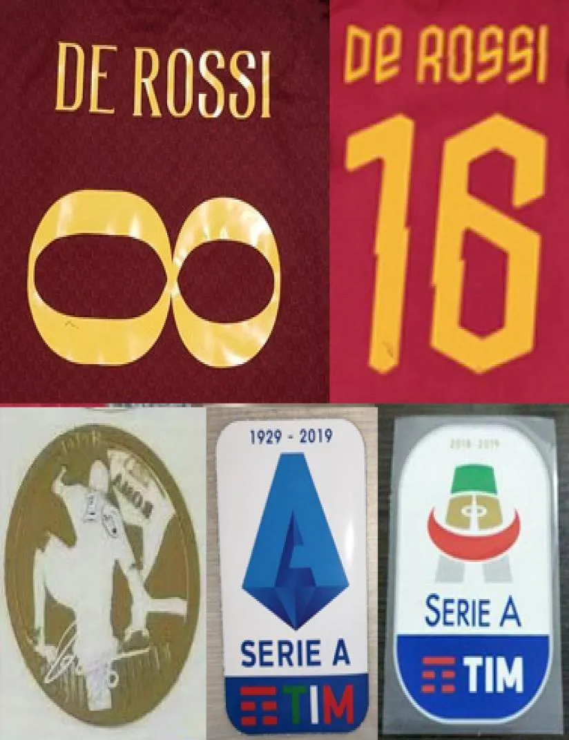 8 DE ROS ROMA Printing Soccer Namest 16 De Ross Soccer Player039s Lettere di stampaggio Stamping Stampato di calcio in plastica vintage STI1244102